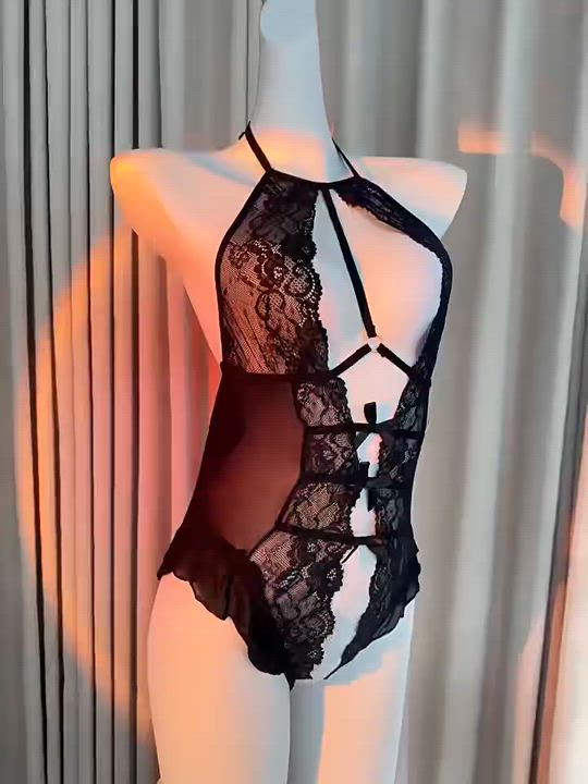 Midnight Floral Lace Bodysuit Stretchy Slim Fit Sweet & Flirty Lounge Style Black One Size