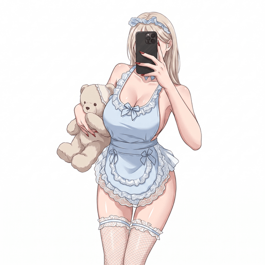 Sea Dream Maid Lingerie Dress Lace Apron Flirty Lounge Style Cute Cosplay Outfit Blue One Size