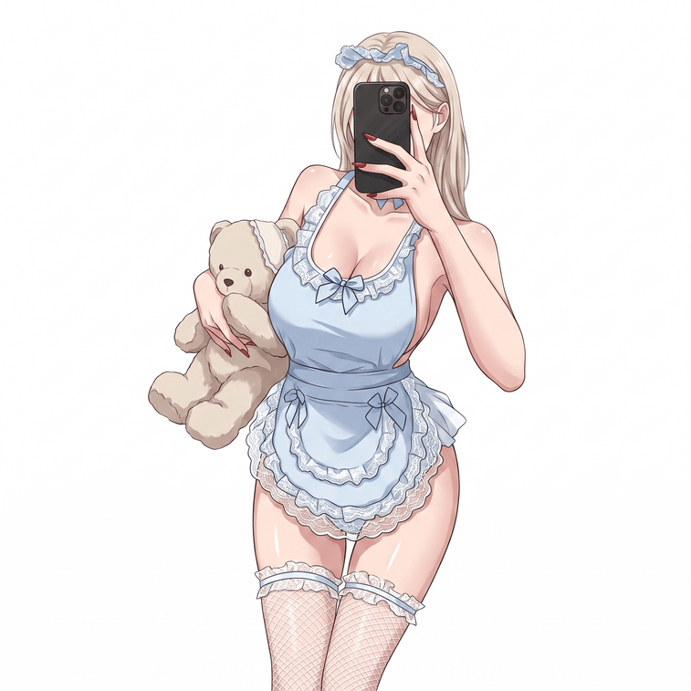 Sea Dream Maid Lingerie Dress Lace Apron Flirty Lounge Style Cute Cosplay Outfit Blue One Size